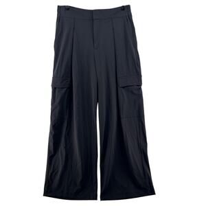 Athleta 10 Brooklyn Heights High Rise Pleated Wide Leg Pant Black Cargo